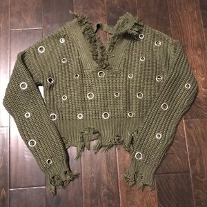 Green Crop Sweater